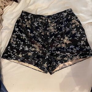 Lioness Black High-waisted Shorts | Black w Gold Metallic Pattern